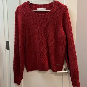 Abercrombie & Fitch Red Cable-knit Sweater